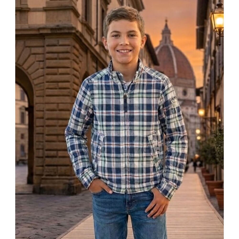Abercrombie Fitch Kids Hamilton Jacket Plaid Zip Up Y2K Boy's Size Medium